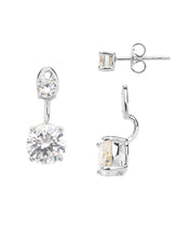 Load image into Gallery viewer, Sterling Silver Brilliant CZ Stud Jacket Earrings
