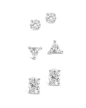Load image into Gallery viewer, Sterling Silver Everyday CZ Stud Set of 3
