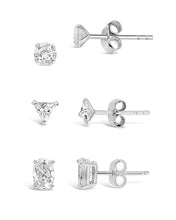 Load image into Gallery viewer, Sterling Silver Everyday CZ Stud Set of 3
