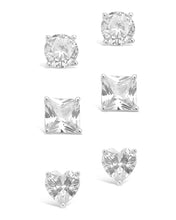 Load image into Gallery viewer, Sterling Silver Statement CZ Stud Set of 3

