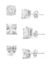 Load image into Gallery viewer, Sterling Silver Statement CZ Stud Set of 3
