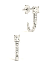 Load image into Gallery viewer, Sterling Silver CZ Suspender Stud Earrings
