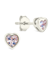 Load image into Gallery viewer, Sterling Silver Bezel Set CZ Heart Studs
