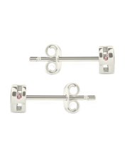 Load image into Gallery viewer, Sterling Silver Bezel Set CZ Heart Studs
