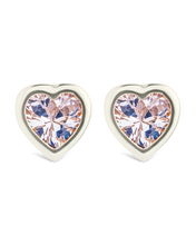 Load image into Gallery viewer, Sterling Silver Bezel Set CZ Heart Studs
