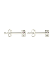Load image into Gallery viewer, Sterling Silver Bezel Set CZ Heart Studs
