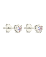 Load image into Gallery viewer, Sterling Silver Bezel Set CZ Heart Studs
