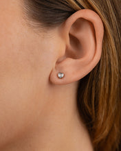 Load image into Gallery viewer, Sterling Silver Bezel Set CZ Heart Studs
