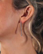 Load image into Gallery viewer, Sterling Silver CZ Linear Drop Earrings
