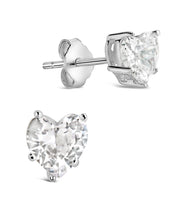 Load image into Gallery viewer, Sterling Silver 5mm Heart CZ Stud Earrings
