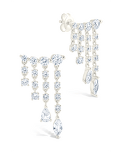Load image into Gallery viewer, Sterling Silver Adrian CZ Waterfall Statement Studs
