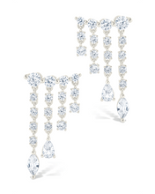 Load image into Gallery viewer, Sterling Silver Adrian CZ Waterfall Statement Studs
