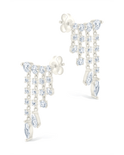 Load image into Gallery viewer, Sterling Silver Adrian CZ Waterfall Statement Studs
