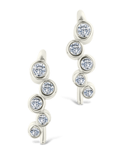 Load image into Gallery viewer, Sterling Silver Talia CZ Bezel Crawler Earrings
