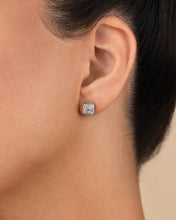 Load image into Gallery viewer, Sterling Silver Asscher Cut Bezel Set Stud Earrings
