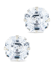 Load image into Gallery viewer, Sterling Silver Asscher Cut Prong Set Stud Earrings
