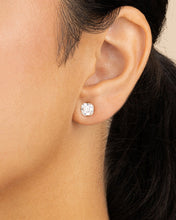 Load image into Gallery viewer, Sterling Silver Asscher Cut Prong Set Stud Earrings
