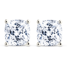 Load image into Gallery viewer, Sterling Silver Cushion Cut Prong Set Stud Earrings

