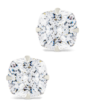 Load image into Gallery viewer, Sterling Silver Cushion Cut Prong Set Stud Earrings
