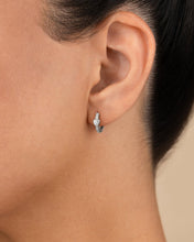 Load image into Gallery viewer, Sterling Silver Heart Cut Bezel Set Huggie Hoop Earrings
