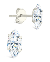 Load image into Gallery viewer, Sterling Silver Marquise Cut Prong Set Stud Earrings
