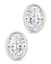 Load image into Gallery viewer, Sterling Silver Oval Cut Bezel Set Stud Earrings
