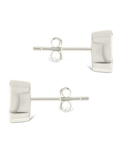 Load image into Gallery viewer, Sterling Silver Oval Cut Bezel Set Stud Earrings
