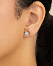 Load image into Gallery viewer, Sterling Silver Radiant Cut Bezel Set Stud Earrings
