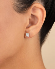 Load image into Gallery viewer, Sterling Silver Radiant Cut Prong Set Stud Earrings
