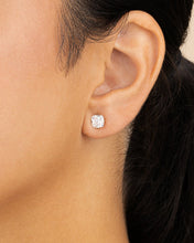 Load image into Gallery viewer, Sterling Silver Radiant Cut Prong Set Stud Earrings
