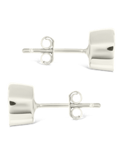 Load image into Gallery viewer, Sterling Silver Trillion Cut Bezel Set Stud Earrings
