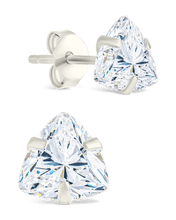 Load image into Gallery viewer, Sterling Silver Trillion Cut Prong Set Stud Earrings

