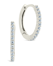 Load image into Gallery viewer, Sterling Silver Pave CZ Micro Hoops
