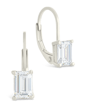 Load image into Gallery viewer, Sterling Silver Emerald Cut French Clip Earrings
