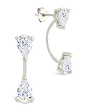 Load image into Gallery viewer, Sterling Silver Pear Cut Duo Jackets
