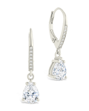 Load image into Gallery viewer, Sterling Silver Angelica Pear Cut CZ French Clip Earrings
