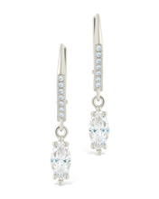 Load image into Gallery viewer, Sterling Silver Allegra Marquise Cut CZ French Clip Earrings
