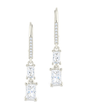 Load image into Gallery viewer, Sterling Silver Eulalia Emerald Cut CZ French Clip Earrings
