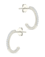 Load image into Gallery viewer, Sterling Silver Thin Bezel Statement Hoops
