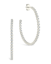 Load image into Gallery viewer, Sterling Silver Bezel Statement Bubble Hoops
