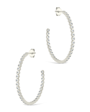 Load image into Gallery viewer, Sterling Silver Bezel Statement Bubble Hoops
