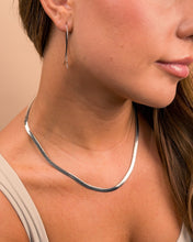 Load image into Gallery viewer, Delicate Threader Hoop Earrings &amp; Herringbone Chain Necklace Set
