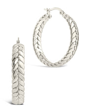 Load image into Gallery viewer, Double Row Herringbone Statement Hoop Earrings
