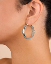 Load image into Gallery viewer, Double Row Herringbone Statement Hoop Earrings
