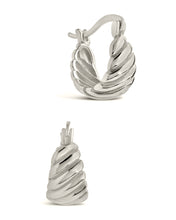 Load image into Gallery viewer, Sterling Silver Croissant Dome Hoop Earrings
