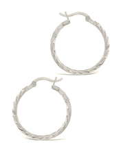 Load image into Gallery viewer, Sterling Silver Anita Textured Hoop Earrings
