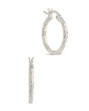 Load image into Gallery viewer, Sterling Silver Anita Textured Hoop Earrings
