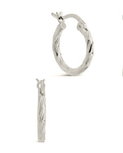 Load image into Gallery viewer, Sterling Silver Anita Textured Hoop Earrings
