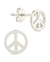 Load image into Gallery viewer, Sterling Silver Peace Sign Studs
