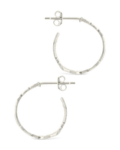 Load image into Gallery viewer, Sterling Silver Mary Textured Hoop Earrings

